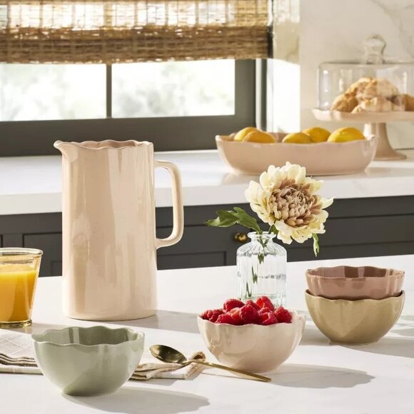 65oz Scalloped Stoneware Beverage Pitcher‎ Blush - Hearth & Hand Magnolia Target - Picture 2 of 5